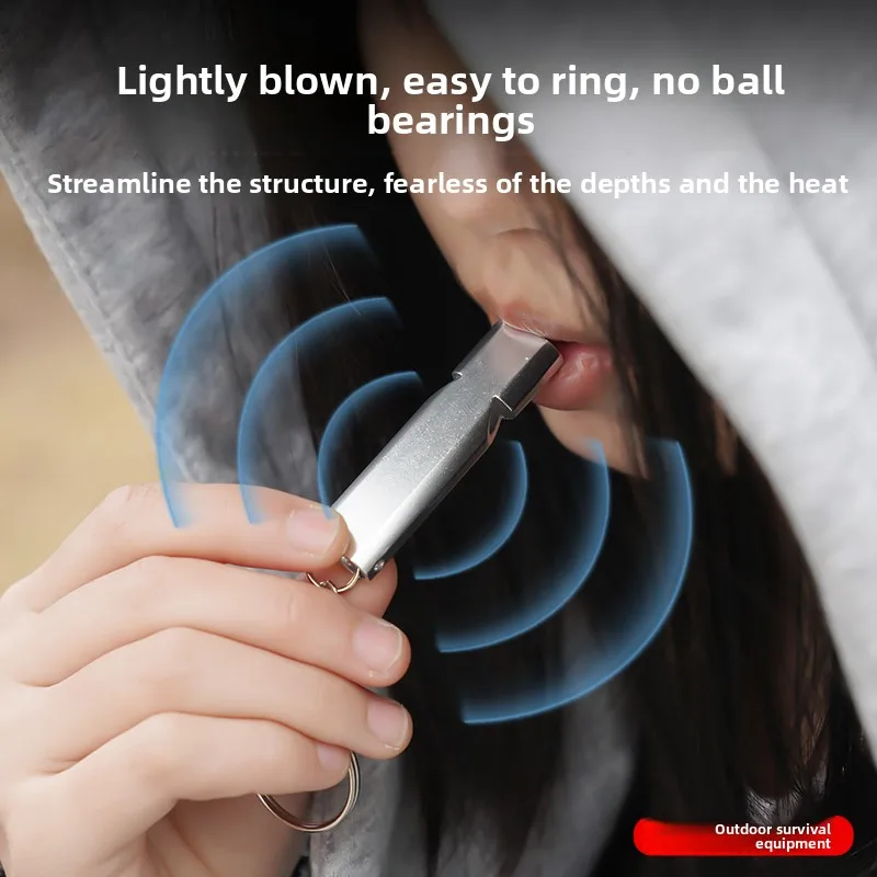 1/2Pc Survival Whistle Soccer Outdoor High Decibel Portable Flat Aluminum Alloy Dual Frequency Wilderness Emergency Whistle Tool