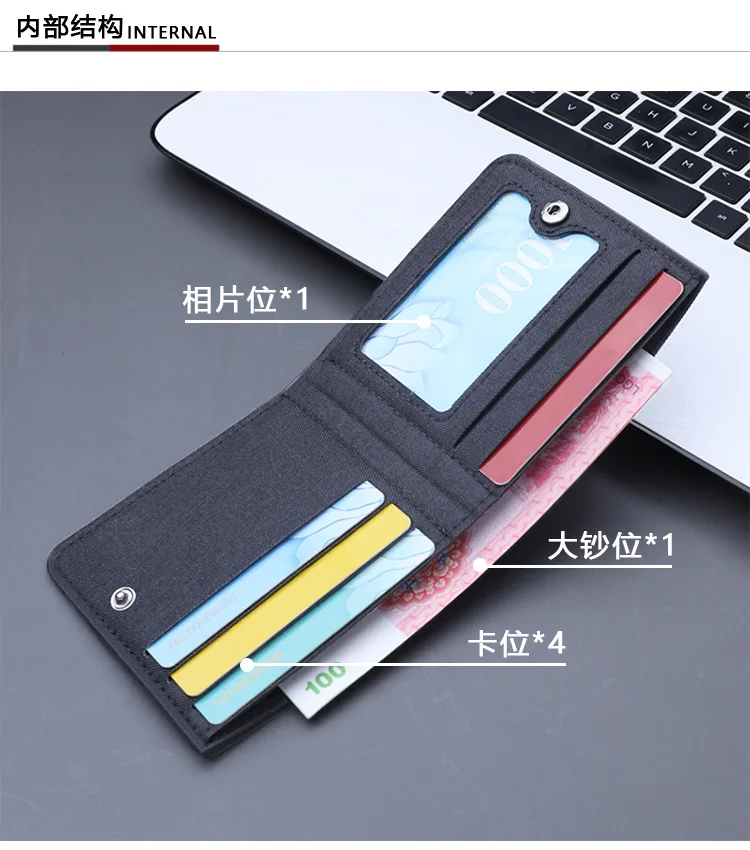 South Park Men Short Wallet Funny Cartoon Canvas Coin Purse Foldable Billfolds Multiple Card Slots ID Card Holder Buckle Wallets view 4