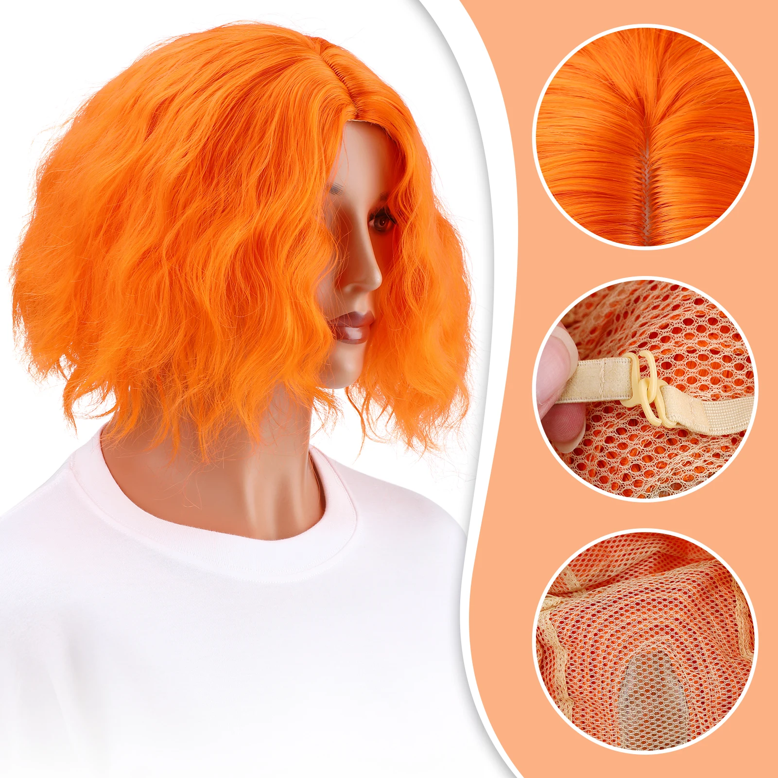 

Хэллоуин Оранжевые вьющиеся полные парики Естественно выглядящие дышащие парики для путешествий, торжеств, свадеб, местной доставки