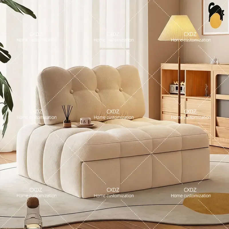 Cream Puff Sofa Bed Dual Purpose Sitting Lying Multi Functional Small Apartment Fabric Living Room Folding Retractable Single