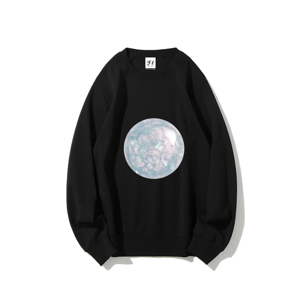 เสื้อสเวตเตอร์เสื้อลําลองหลวมขนาดใหญ่สตรีวินเทจผ้าฝ้ายพอดีสตรีลําลองสวมใส่ทุกวันสไตล์แฟชั่น Y2k Retro Moon
