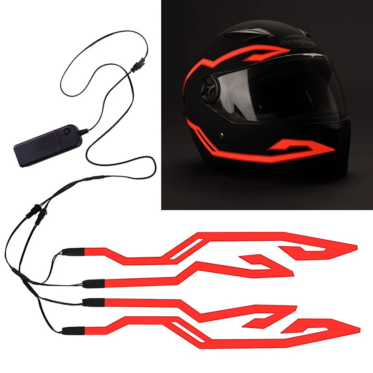 

Motorcycle Helmet Light Night Riding Signal Helmet 1Pcs 4 in 1 EL Light 3 Mode Led Helmet Light Strip Decoration Accessories Kit