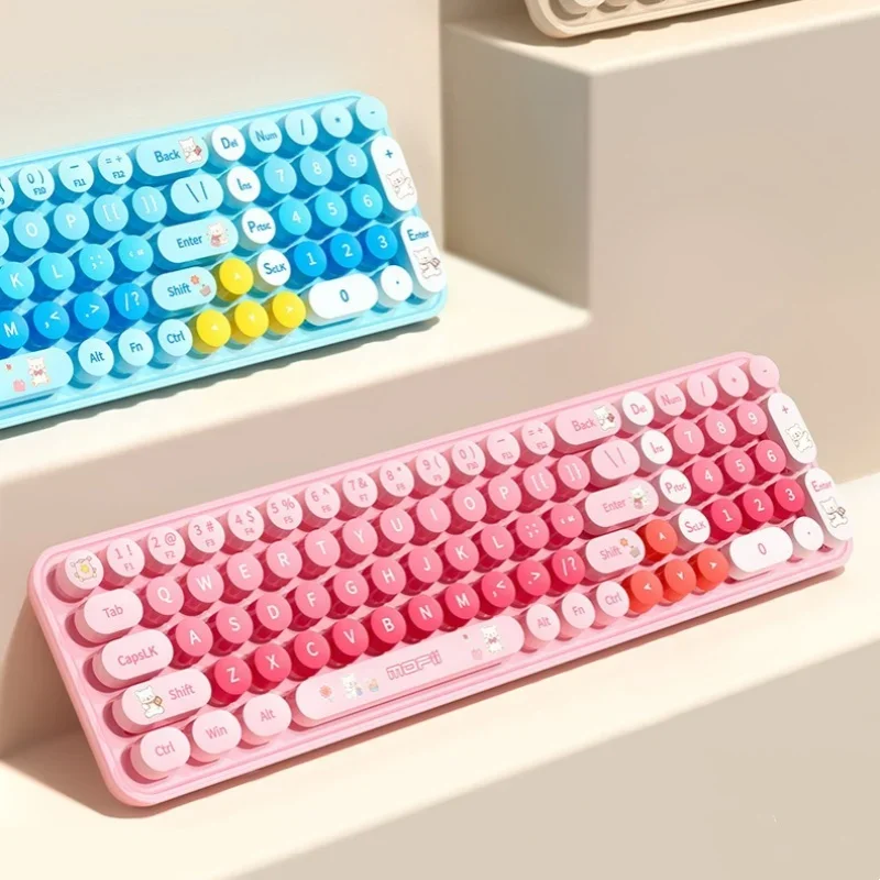 Wireless Keyboard and Mouse Kit USB 2.4G 85-keys Cute Colorful Compact Keyboard Home Office Desktop Laptop Accessories Gifts