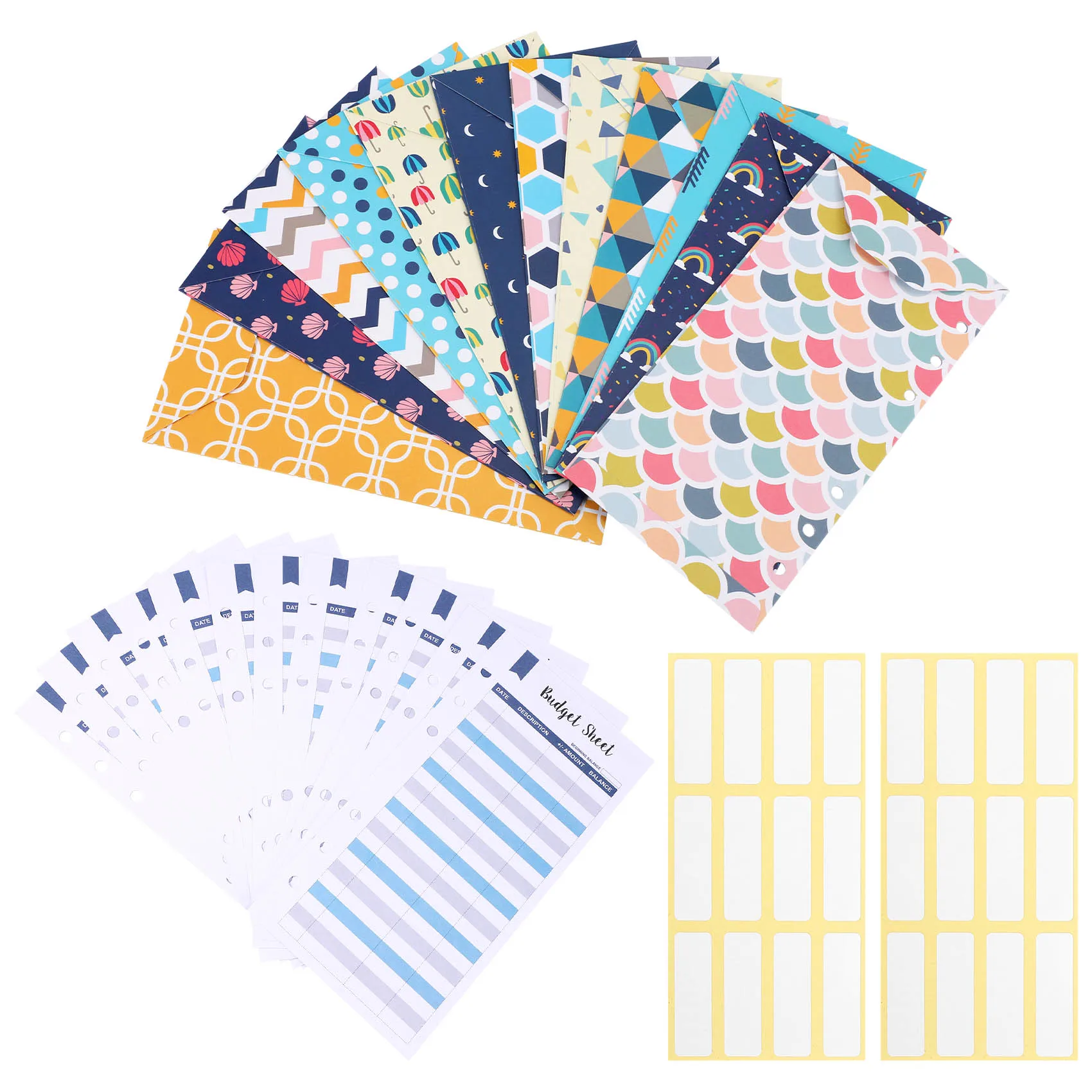 24 Pieces Budget Envelopes A6 Binder Pockets for Cash Envelope System,Budget Planner,Cash Envelope Wallet with Stickers