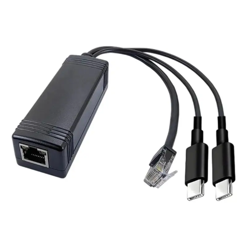 Y1UB Ethernet Power Splitter Module with Two USB Power Outputs and RJ45 Port, Small Housing for Camera and Wireless Device