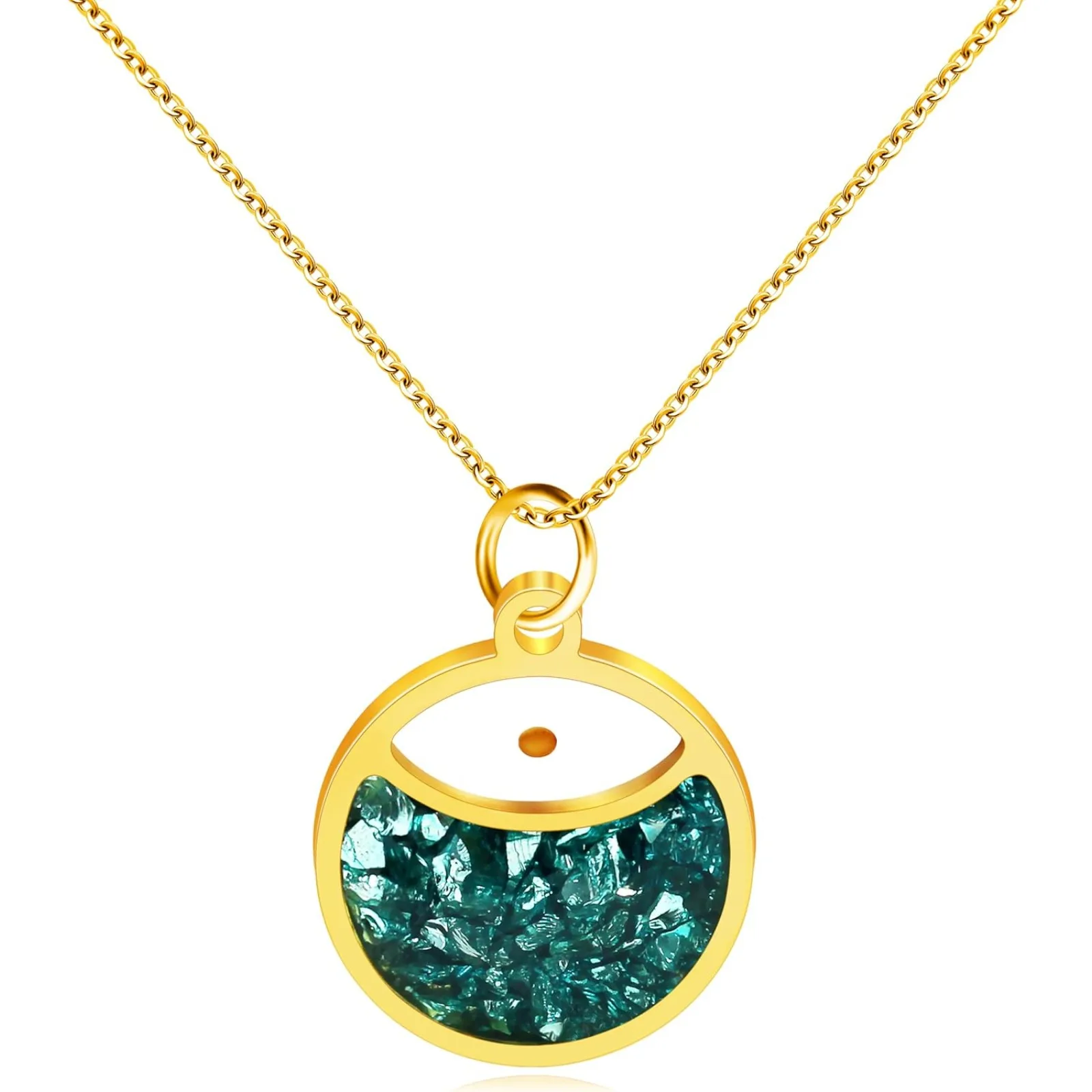 

Faith Mustard Seed Stainless Steel Pendant Necklace for Women, Golden Tone Round Charm Necklace Inspirational Jewelry Gift,