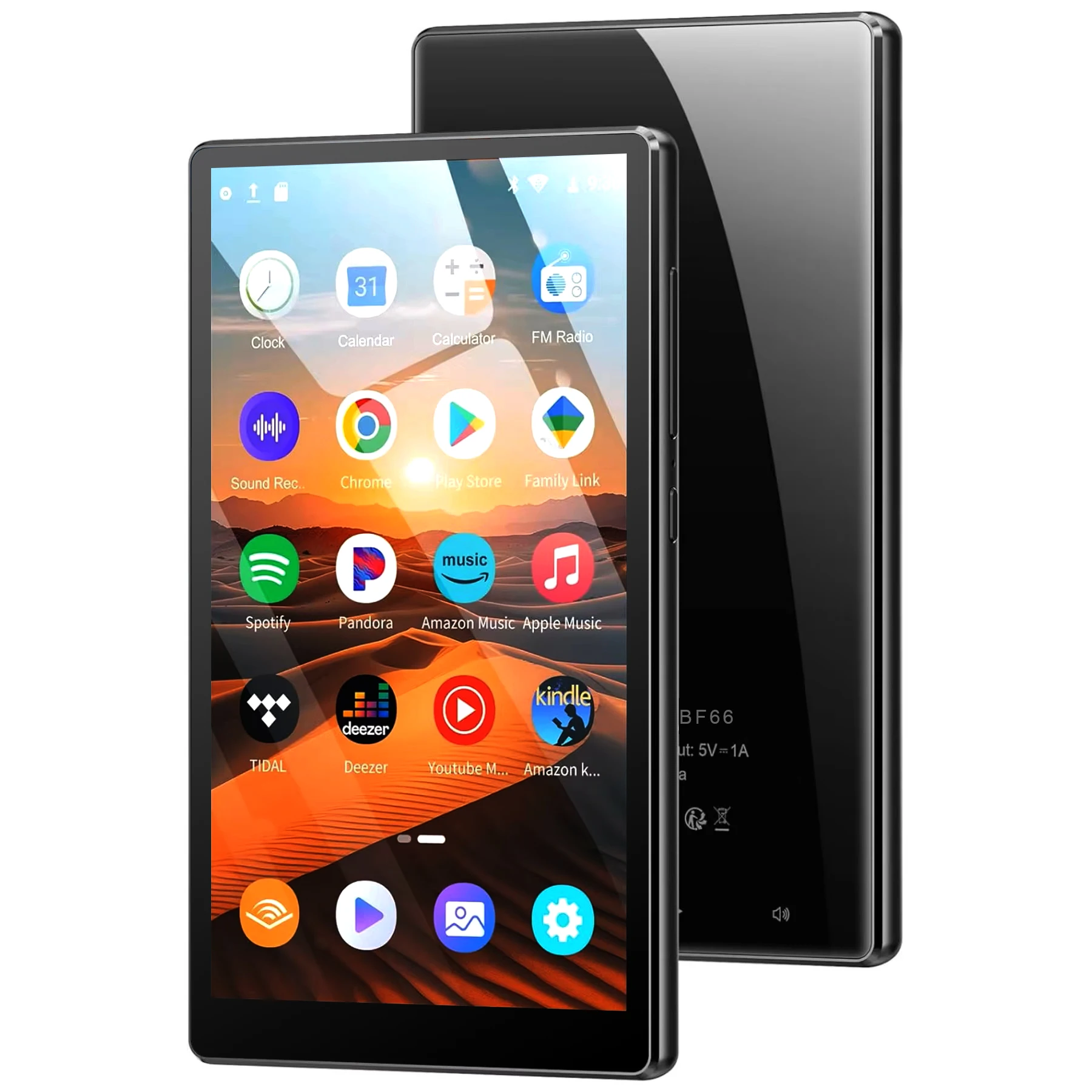 

Музыкальный плеер Famue BF66 MP4/MP3 с поддержкой видео 1080P, Android 13, 6 ГБ ОЗУ + 64 ГБ ПЗУ, восьмиядерный процессор, двухдиапазонный Wi-Fi, расширяемая память до 256 ГБ, Play Store