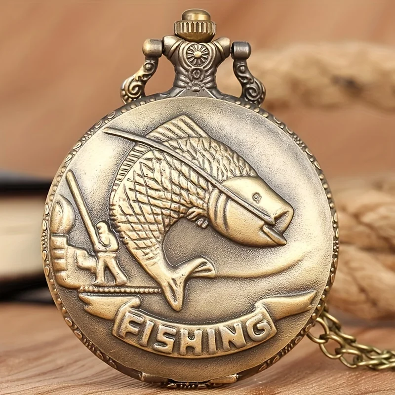 Montre de Poche Vintage à Collier Commémoratif de Pêche