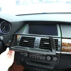 Console GPS Screen Navigation Display Panel Frame Cover Carbon Fiber Color Trim For BMW X5 E70 X6 E71 2008-2014 Car Accessories