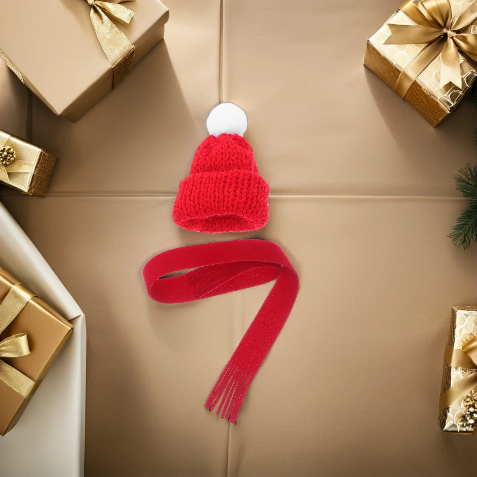 

20pcs Mini Christmas Hats Scarves Set Small Knit Santa Snowman Lollipop Accessories Bottle Toppers Craft Party