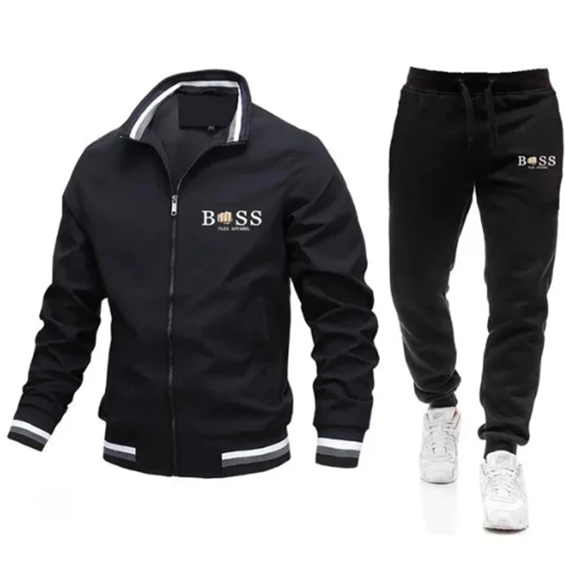 2024 Spring New Men\'s Sets Jacket and Sweatpants 2-piece Set Casual Spliced Pants Baseball Stand Neck High Quality Jacket Coat