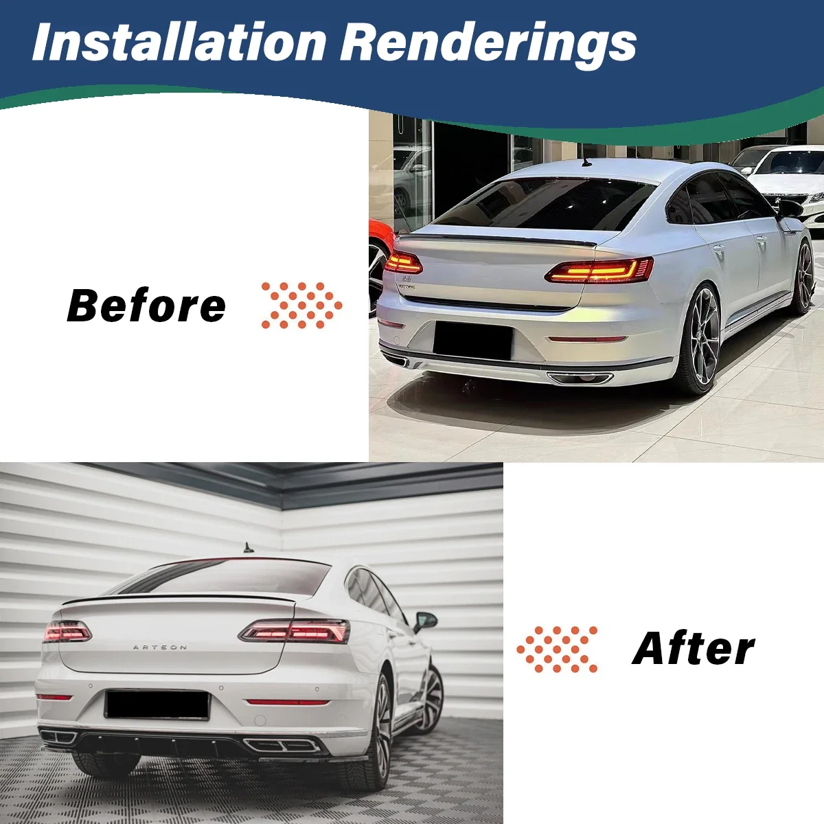 ل Volkswagen Arteon R-Line Maxton Style 2021 2022 2023 + CC تجديد المصد الخلفي الناشر الشفاه الفاصل سبويلر لوحة طقم الجسم