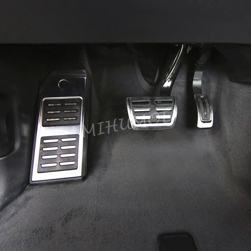 For Audi Q7 Q8 2016-2025 Stainless Steel Footrest Dead Foot Rest Brake Gas Pedal Pad Cover Set 2024 2023 2022 2021 2020 2019