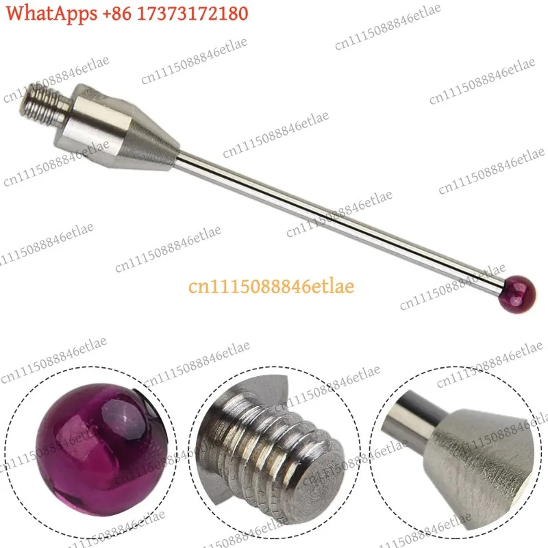 k03 CMM Touch Probe Threaded 4mm Red Ruby Ball 50mm Long Ceramic Extension Bar Stylus Compatible With A-5003-4799