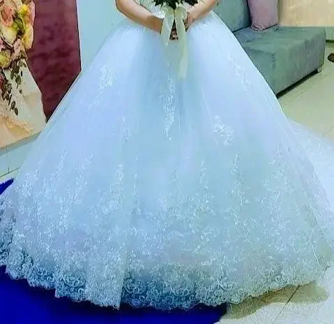 

Backless Wedding Dresses Ball Gown Off The Shoulder Tulle Appliques Dubai Arabic Wedding Gown Bridal Dress Vestido De Noiva