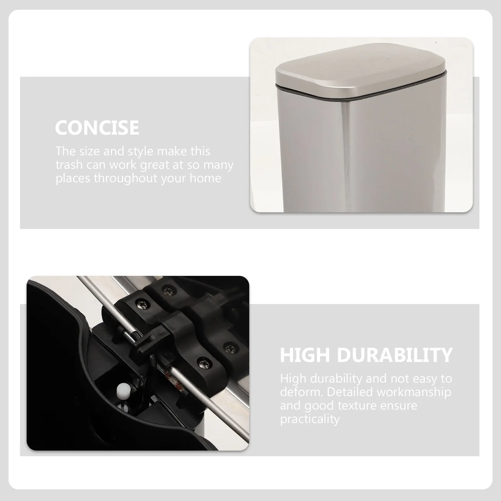 

Большой контейнер для мусора из нержавеющей стали, кухонный мусорный бак, корзина для мусора типа педали, домашний офис, ванная комната, прессованная ножка