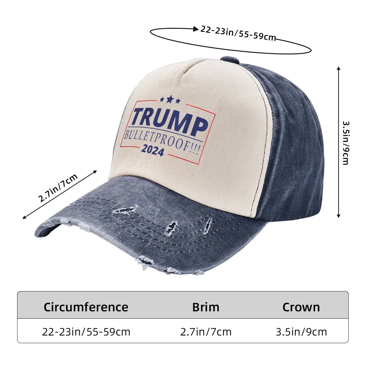 Trump Bulletproof 2024 Baseball Caps Accessories Vintage Distressed Denim Shooting Trucker Hat For Unisex Running Golf Sun Cap