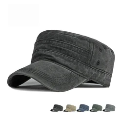 Spring Summer Short Brim Army Hat Men Women Outdoor Retro Washed Cotton Big Head Sunshade Flat Caps Military Cap Fishing Hats