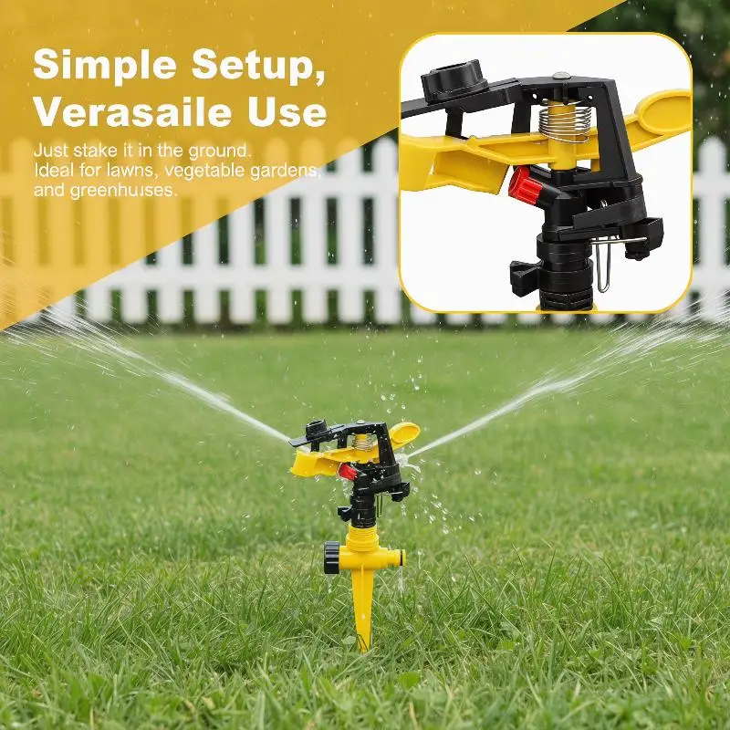 Adjustable Spiked Rocker Impact Sprinkler Garden Agriculture Watering Nozzle Lawn Irrigation Watering 360 Degrees Rotary Jet
