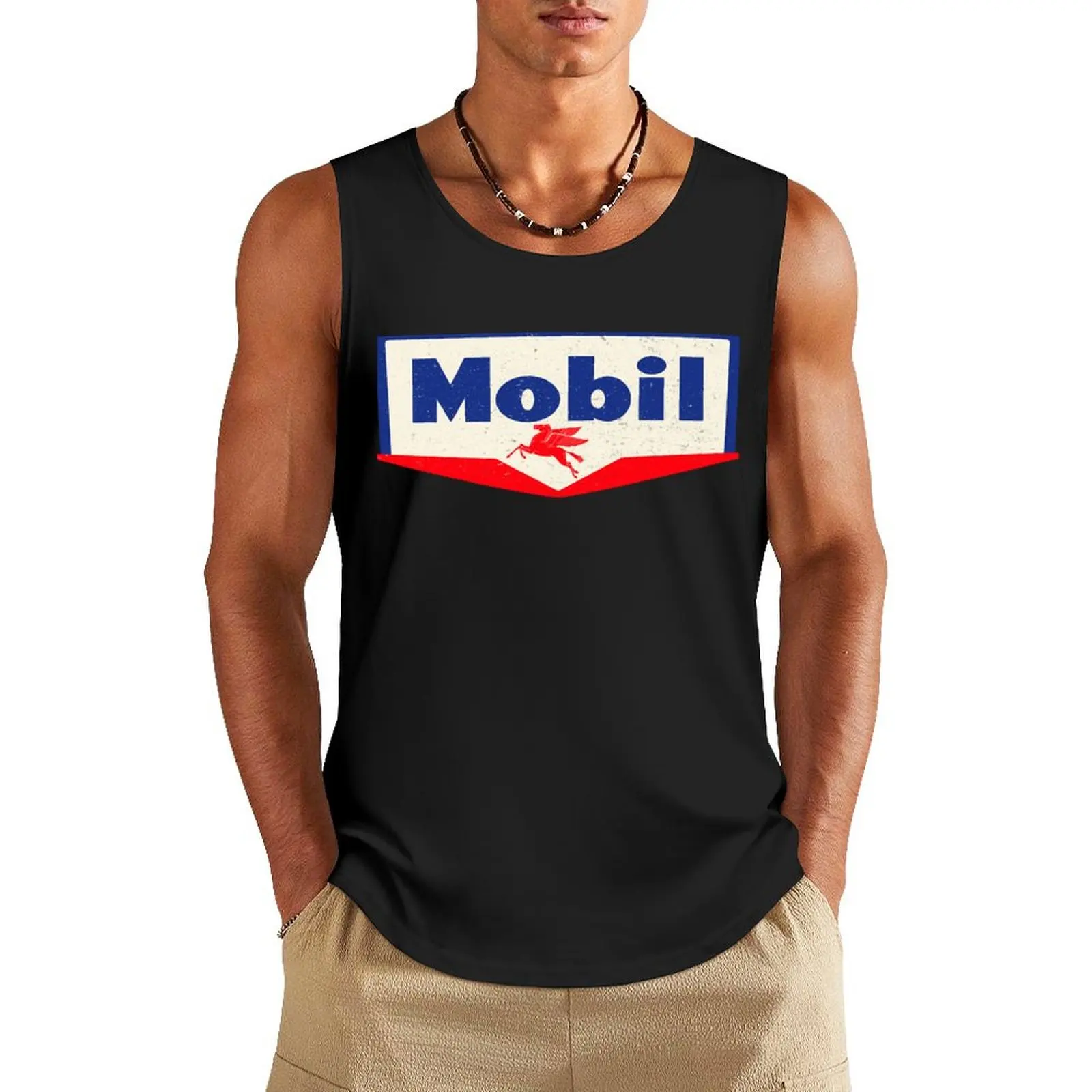 Mobil oil Vintage sign - logo 1950 Tank Top Men's gym t-shirts gym accessories man Vest for boy clothing men