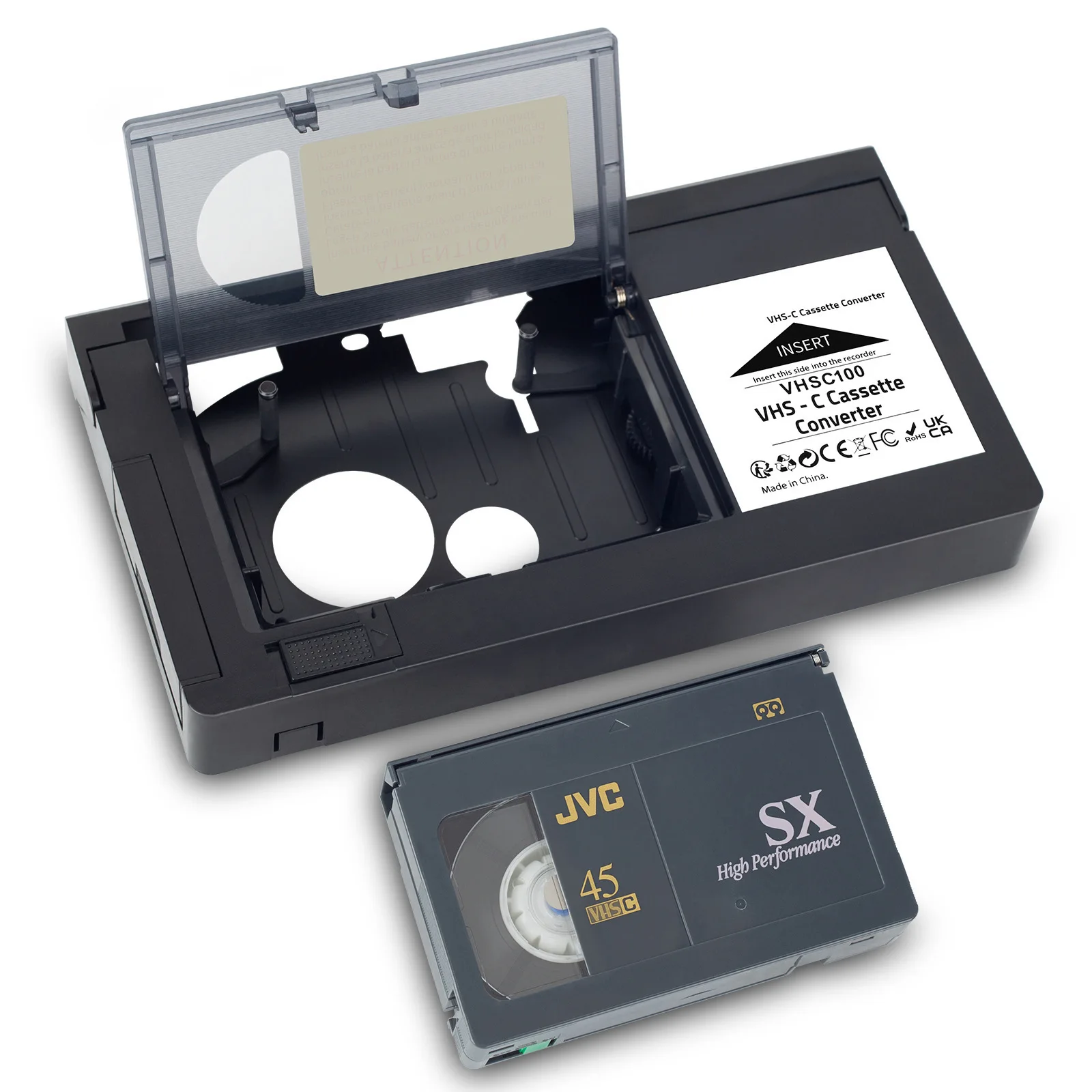Video tape VHS to VHSC half video tape conversion box adapter box (MiniDV/Hi8 incompatible)