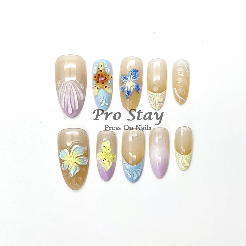 10pcs Pink Almond French  Handmade Press on Nail with Silver 3D Pearl Bow Flower Pattern Reusable Full Cover Tips for Women - Image 4