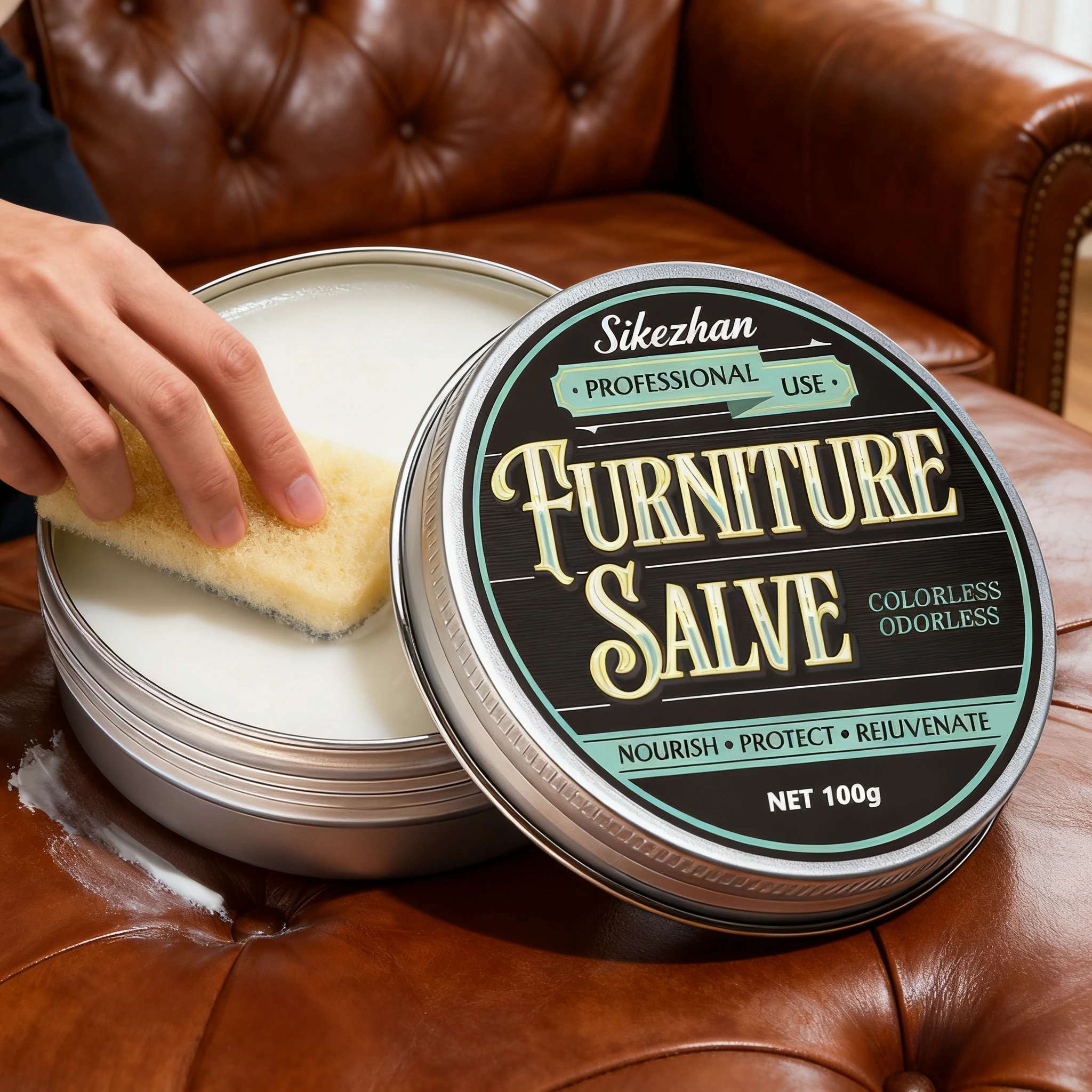 Sofa-Conditioner aus Naturleder – Möbelsalbe für Sofas, Liegesessel, Lederpolitur-Pflegebalsam, nährt und schützt