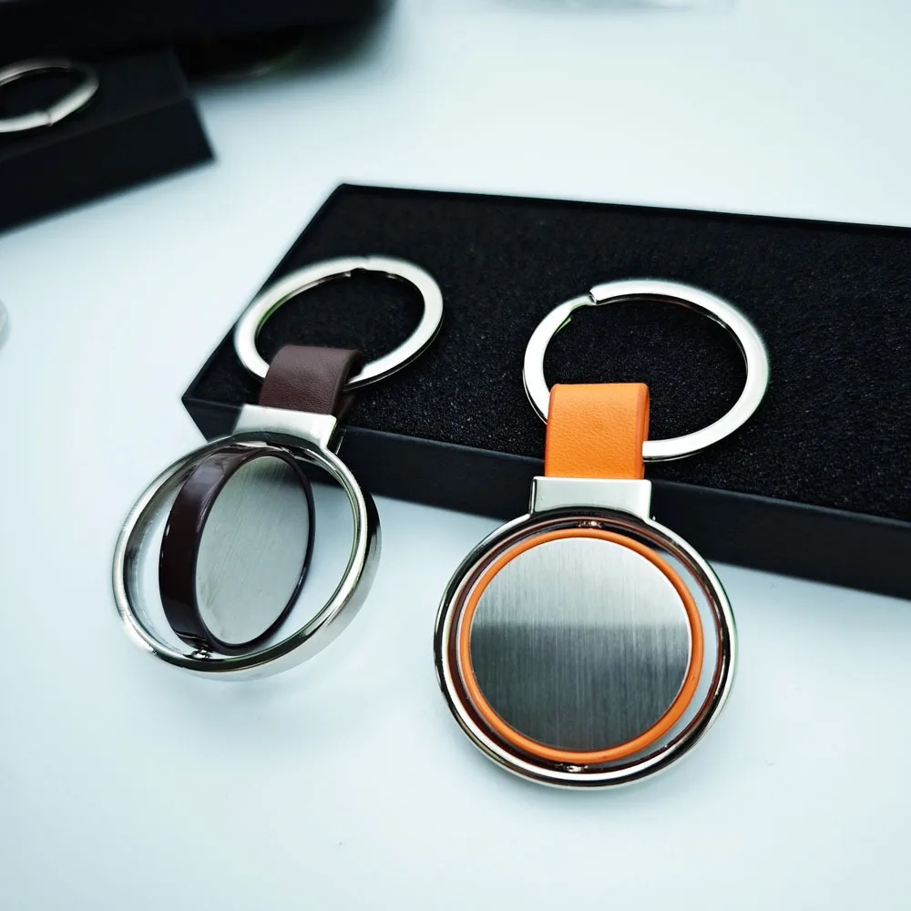 Customized LOGO Metal Circle Rotating Key Chain Blank Laser Engrave Car Keyring Personalized Advertising Promotion Keychain Gift