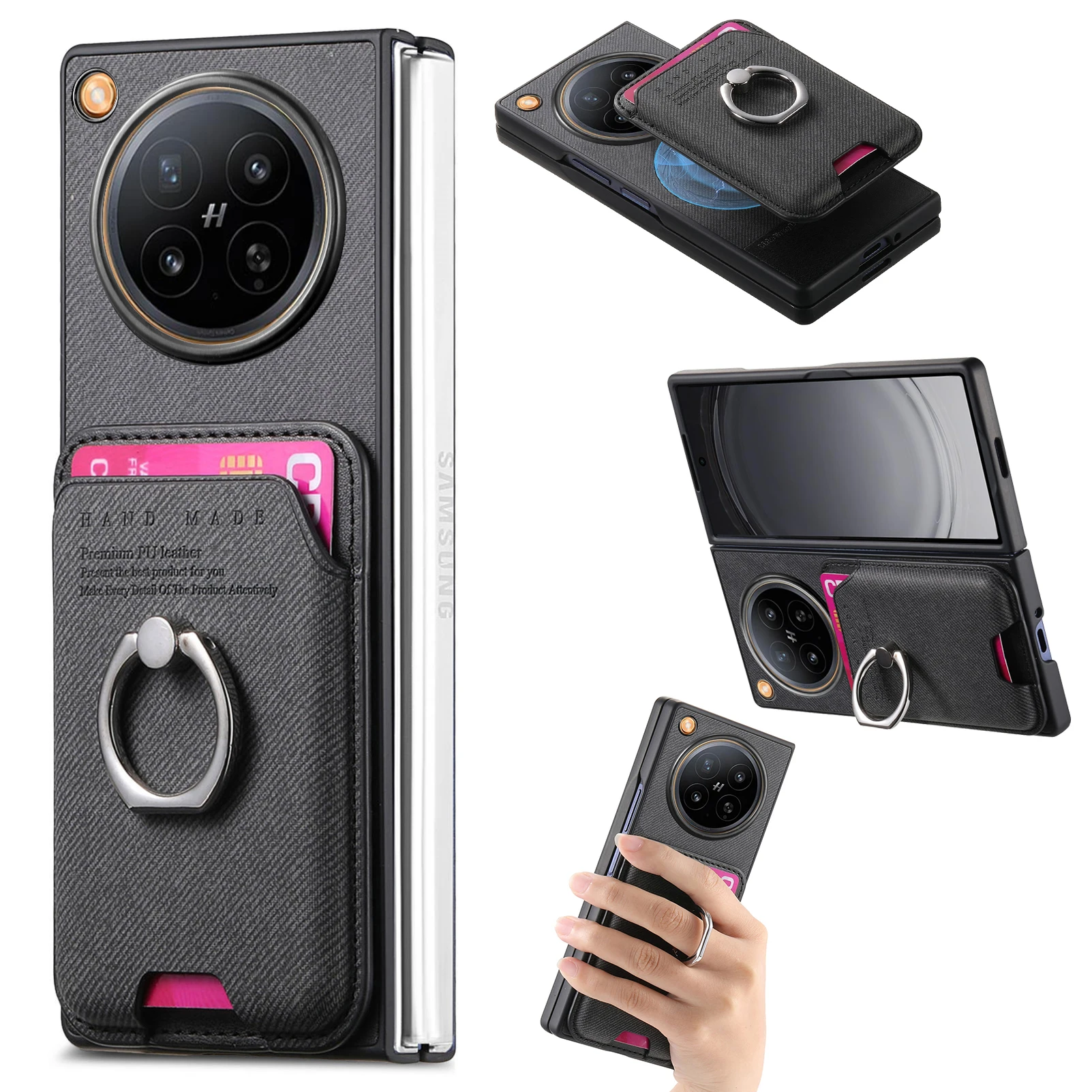 Luxury Leather Card Slot Holder Phone Case For OPPO Find N6 Findn6 5G Magnetic Wallet Shockproof Hard Back Cover Accessories