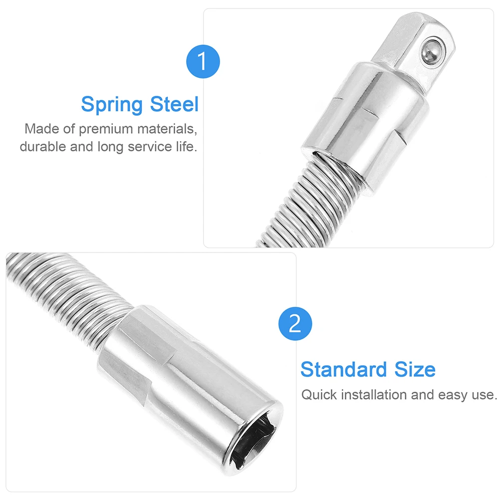 

Elastic Wrench Socket Extension Rod Extender Silver Ratchet Handle Flexible Durable Lightweight Practical Professional Car