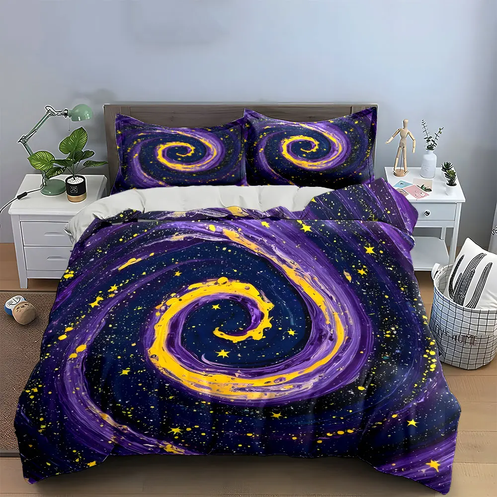 

Galaxy Swirl Canvas Art Set Bedding Set with 1 Duvet Cover 2 Pillowcases Single Double King Queen, Gift