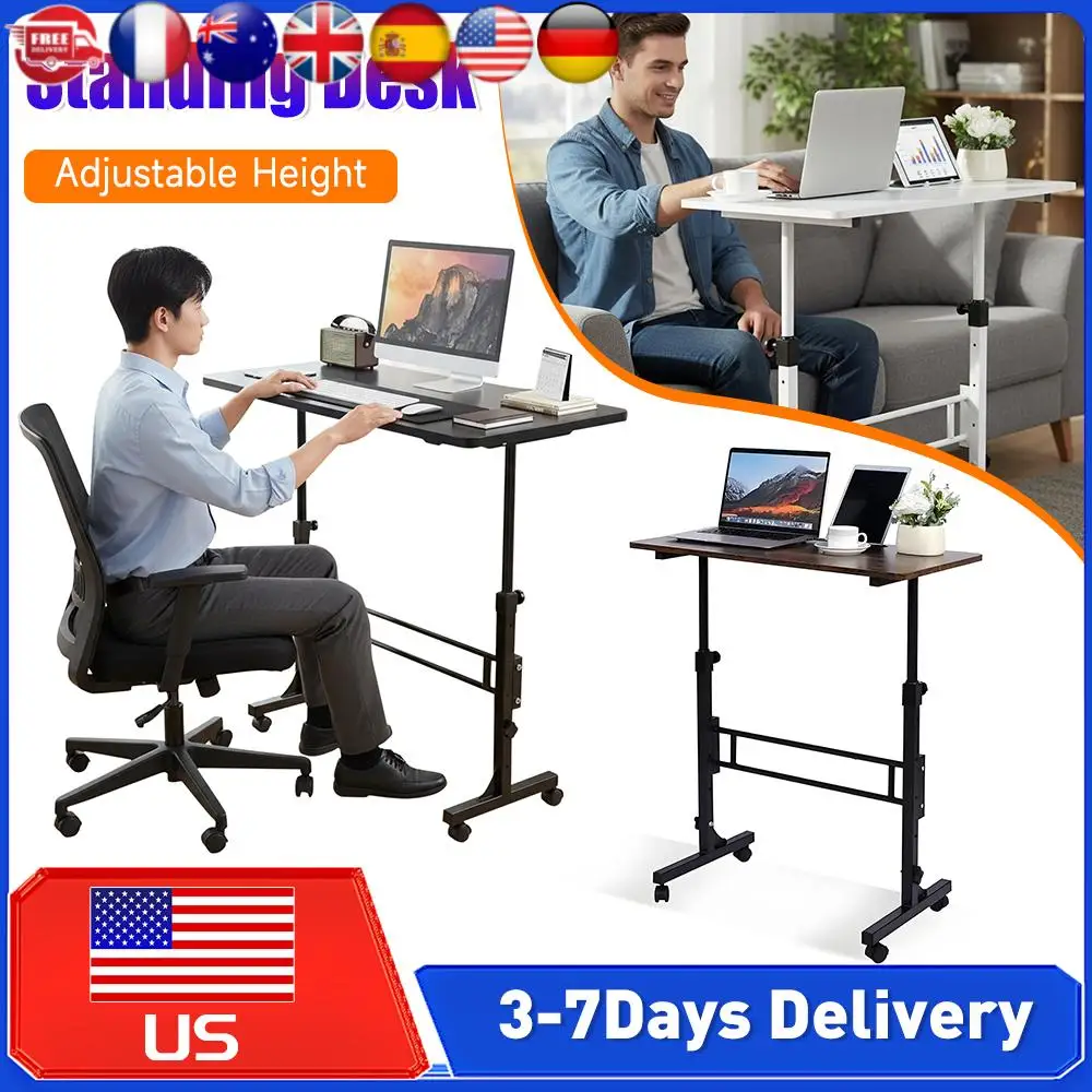 

Регулируемый по высоте портативный стол-трансформер на колесиках для ноутбука, эргономичный компьютерный стол для дома и офиса