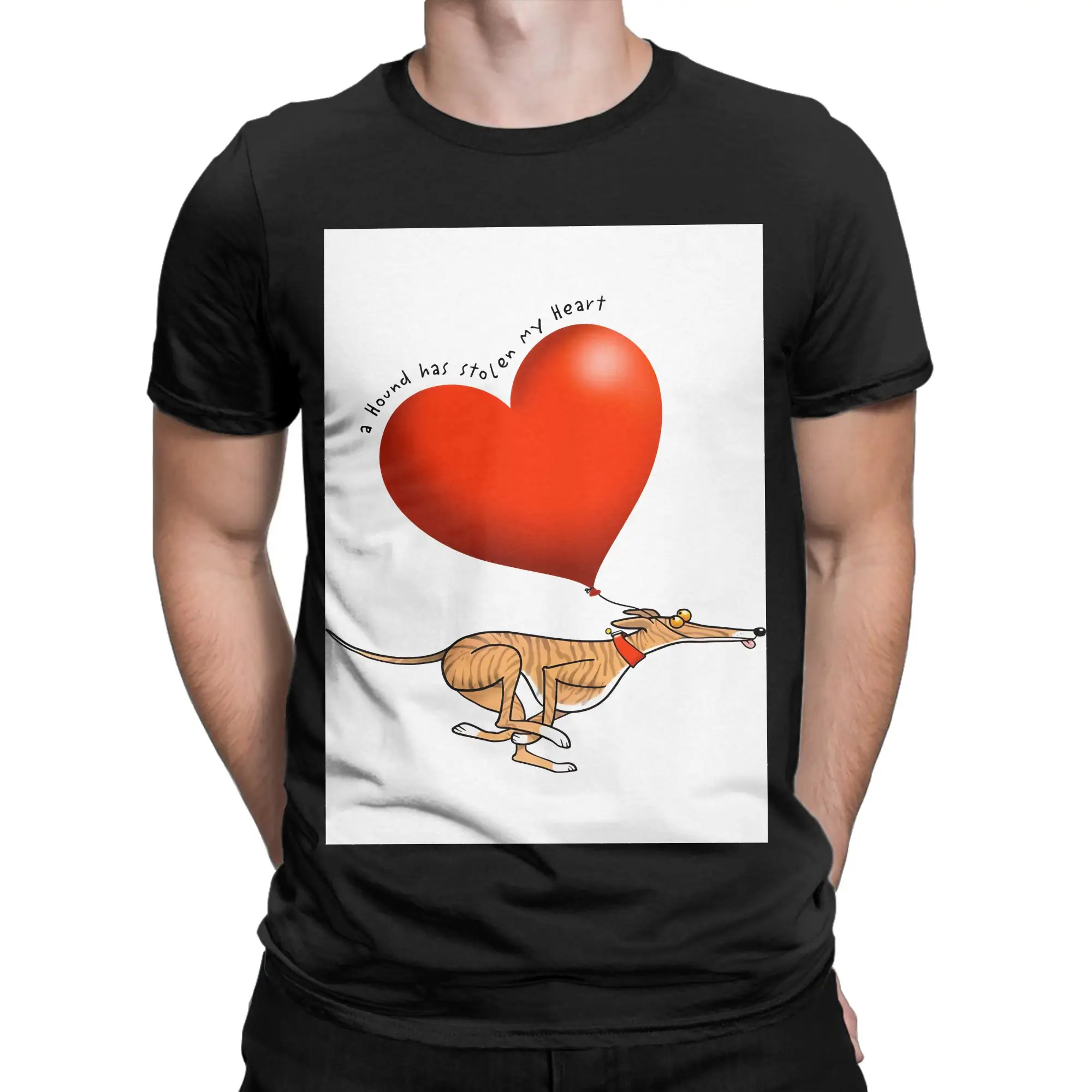 Stolen Heart  brindle hound Funny 100% Cotton T-Shirt whippet Tees Tops For Men