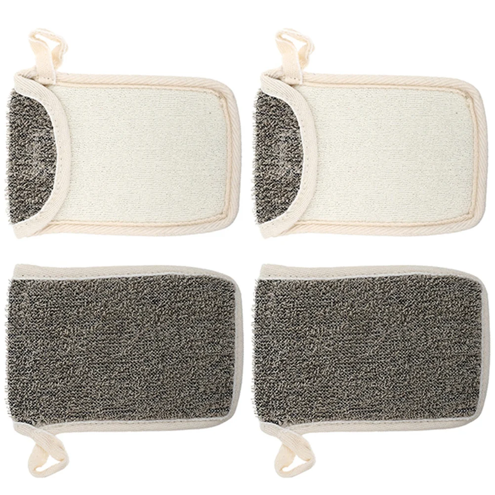 4 Pcs Storage Bag Black Linen Soap Travel Cleaning Sponges Flax Exfoliating Body Scrubber Bar Pouch