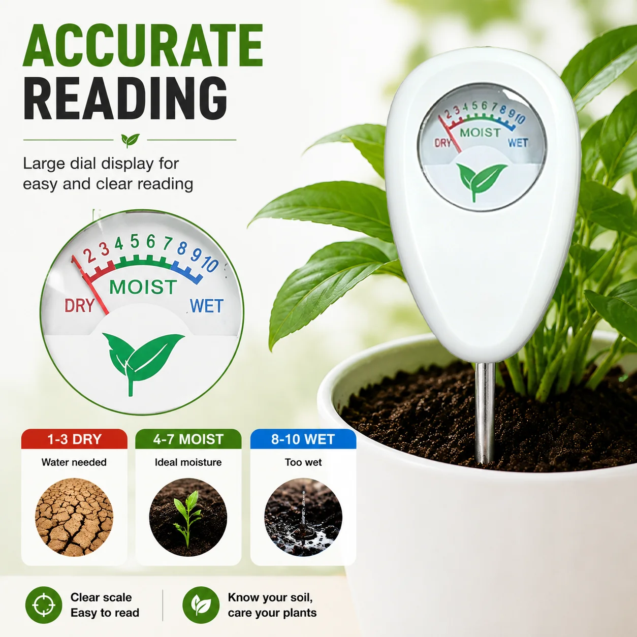 1PCS High Precision Soil Moisture Meter for Fast Detection - Ideal for Garden Potted Plants Greenhouse Lawn - No Battery Include