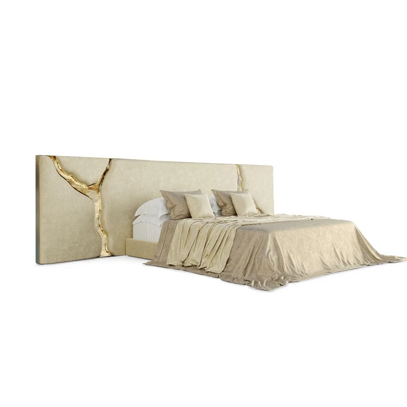 Light luxury widescreen queen bed artistic matte leather bed, master bedroom premium double bed