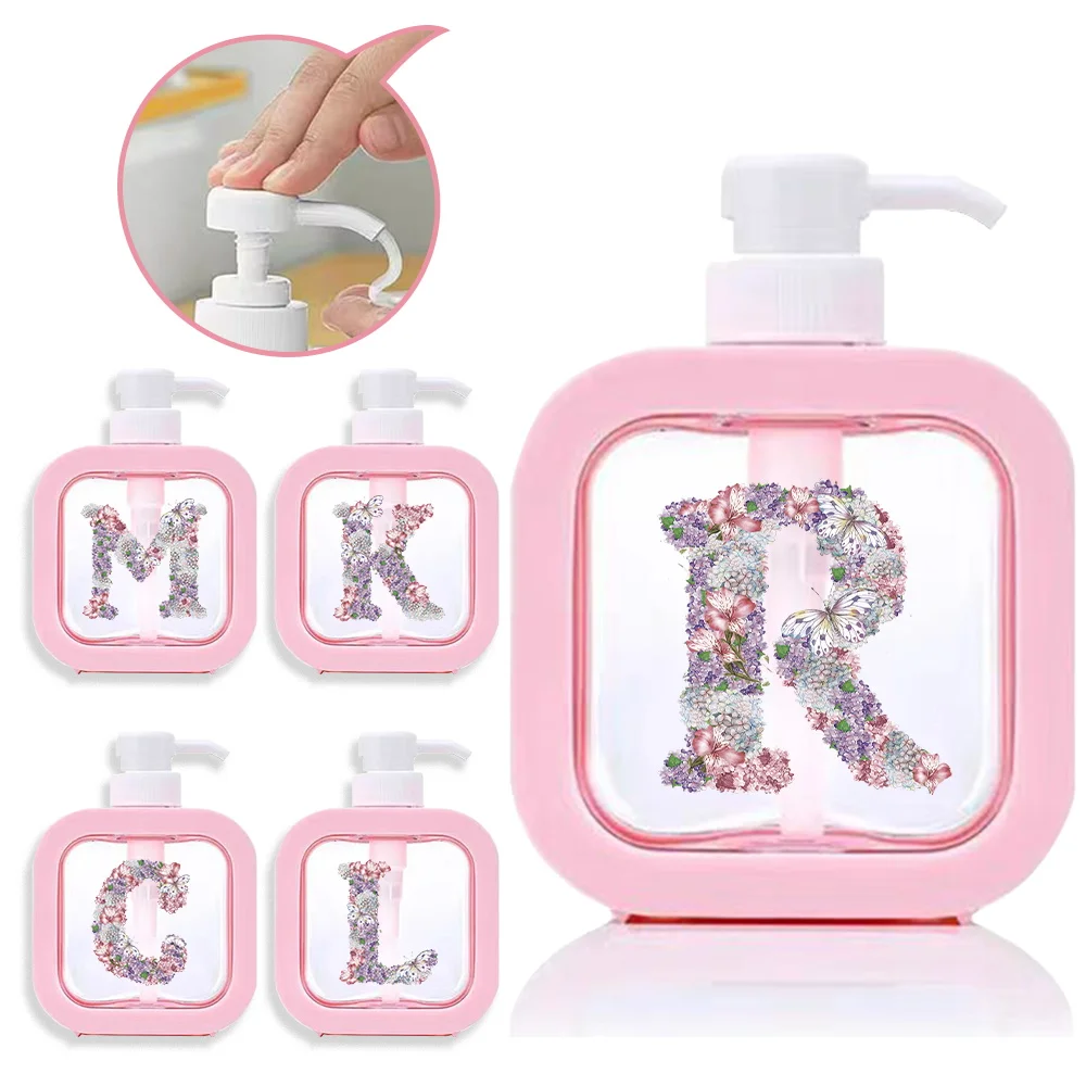 

Press Type Lotion Bottle Portable Detachable Soap Dispenser Refillable Lotion Bottles For Home House Rose Flower Letter Pattern