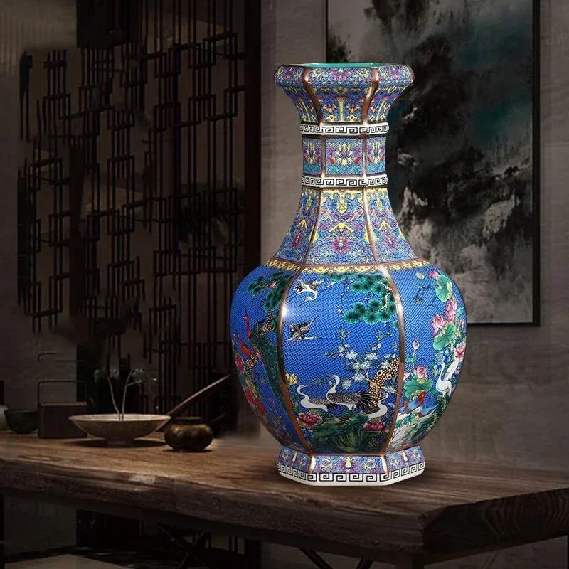 

Chinese Jingdezhen Ceramic Imitation Qianlong Gold Vase Adornments Crafts Home Livingroom Ornaments Art Office Store Handicraft