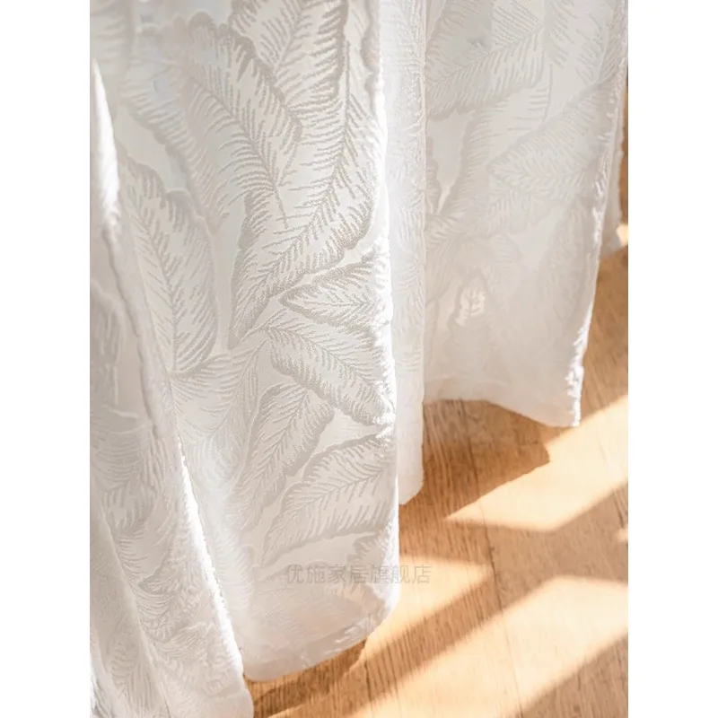 

Custom Size French light luxury Embroidered window sheer Curtains for Living dining room bedroom White Tulle Window Decor