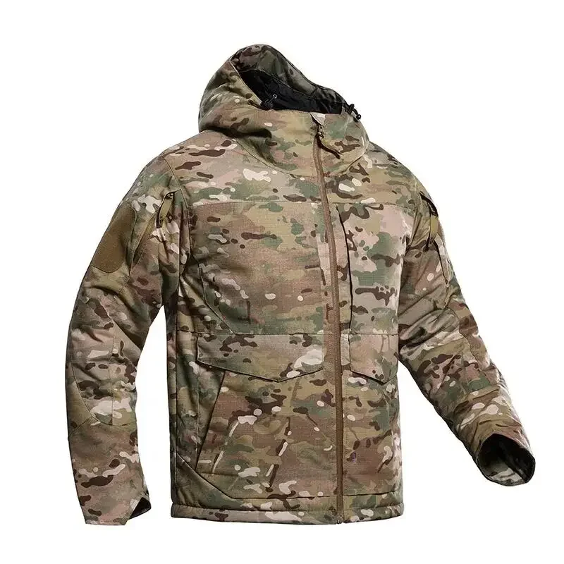 Parka táctica de invierno M65, chaqueta de caza de camuflaje cálida para exteriores, abrigo con capucha Multicam, prendas de vestir, envío directo, informal, con múltiples bolsillos