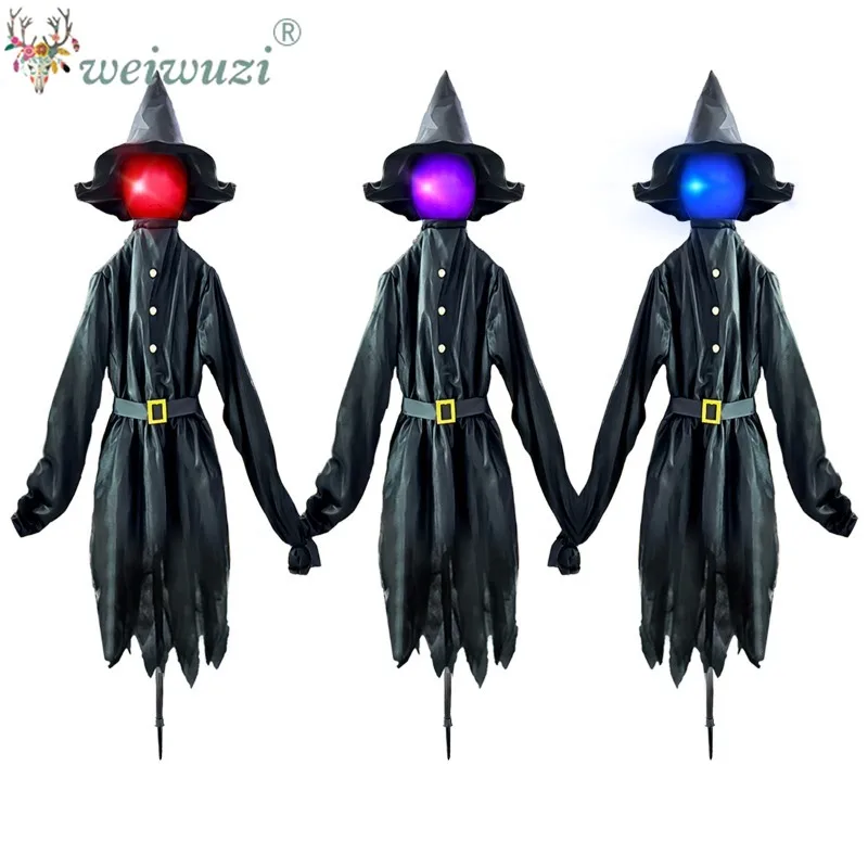 Halloween Costume Props Hand Holding Witch Stakes with Color Changing Lights Cosplay Costume for Haunted House and Spooky Scene