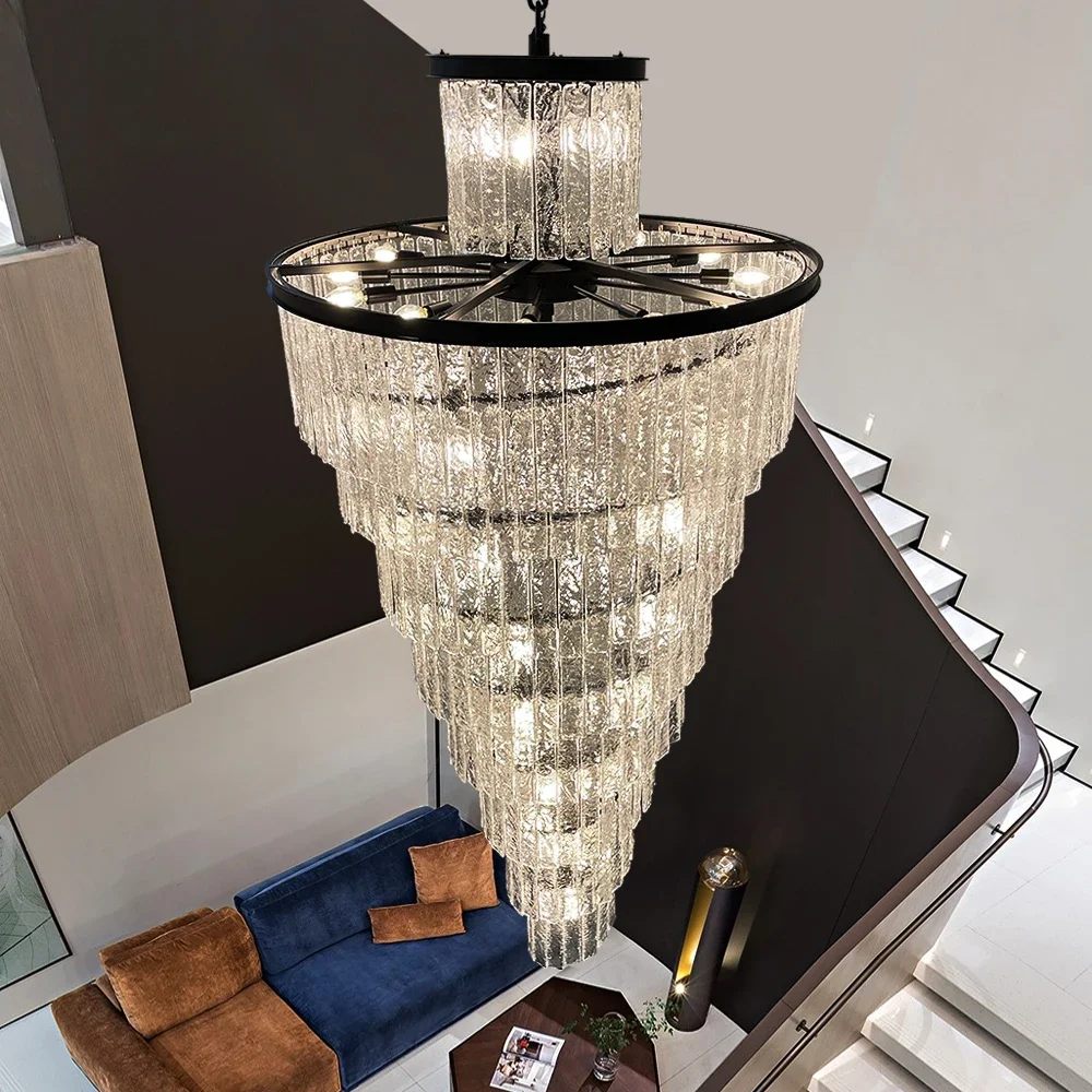 

Customized Crystal Chandelier Modern Design Luxury LED Suspension Light For Villa Duplex Lobby Indoor Decor Stair Hanging Lamps