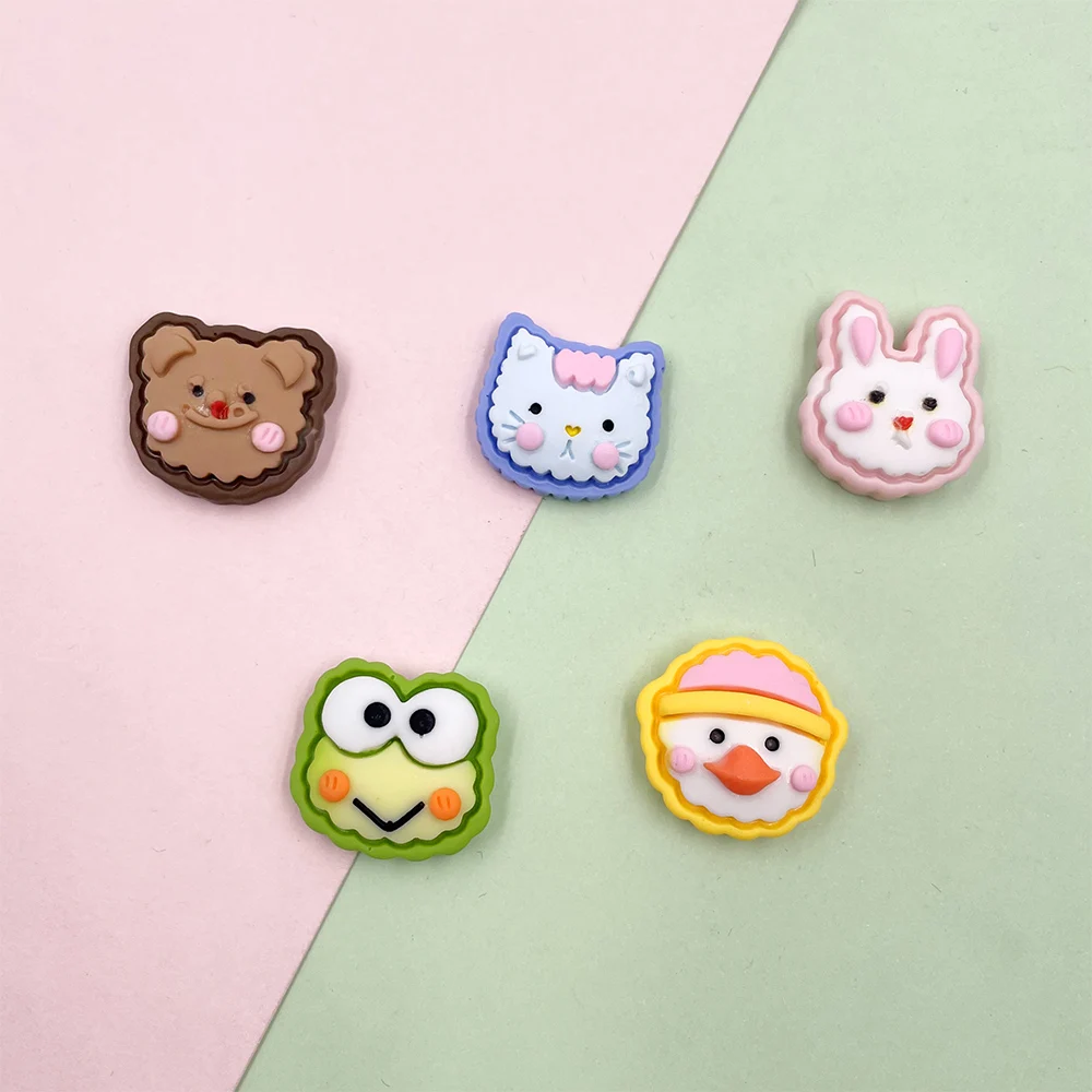 10Pcs/lot Cartoon Animals Frog Chick Bear Resin Cabochon Flat back Scrapbooking Craft Fit Phone Decoration DIY Hair Accessories