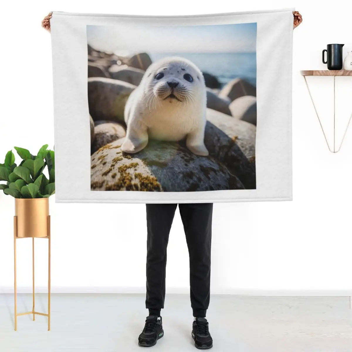 Manta de Felpa con Diseño de Foca Bebé - Manta Suave y Cálida para Cama con Estampado de Animales Adorables, Sin Bolitas