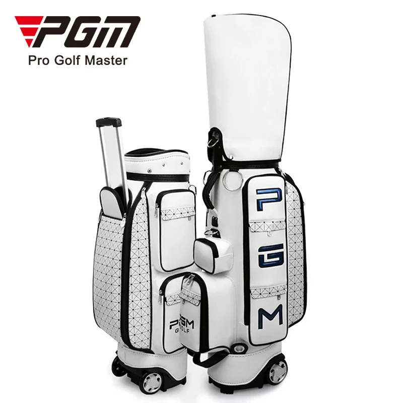 PGM Plaid Hidden Trolley Waterproof PU Golf Bag With Wheels