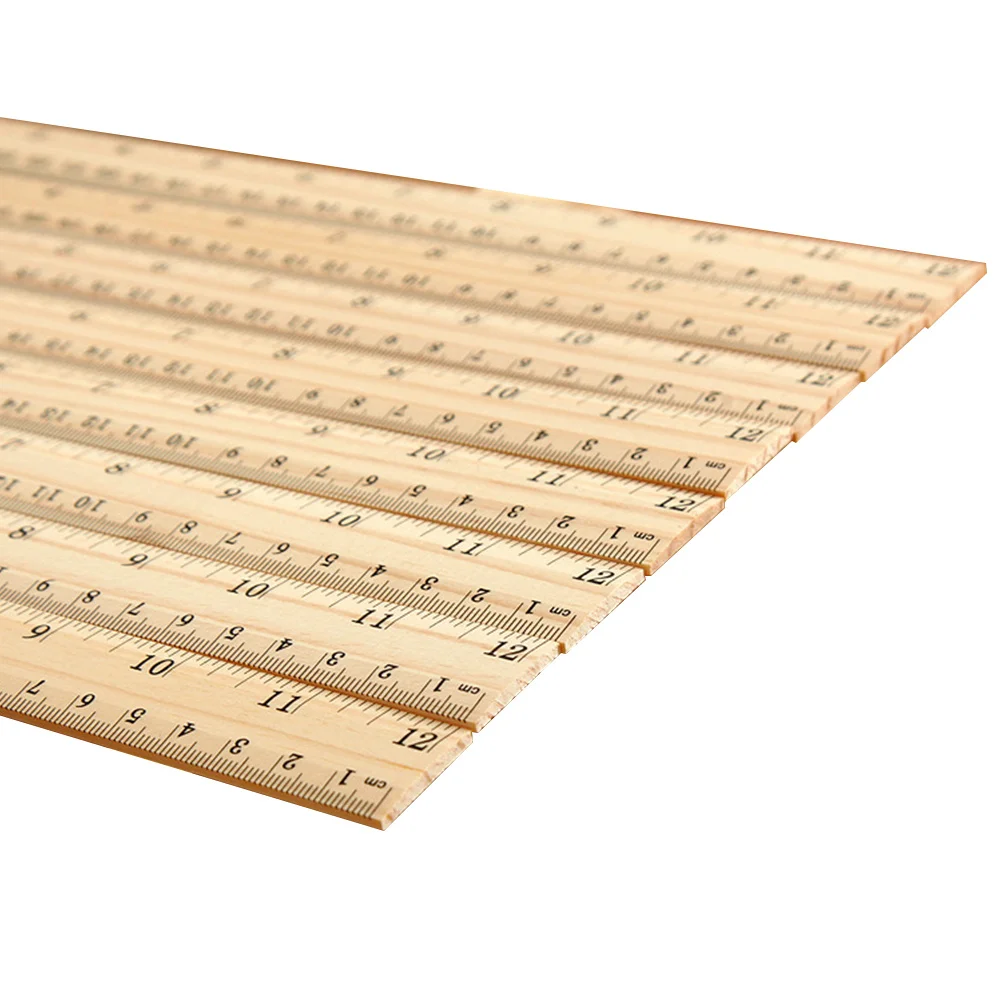 30Pcs Wooden Ruler 30cm Double Scale Clear Accurate Scales Home School Office Use Long Lasting Wooden Straight Ruler