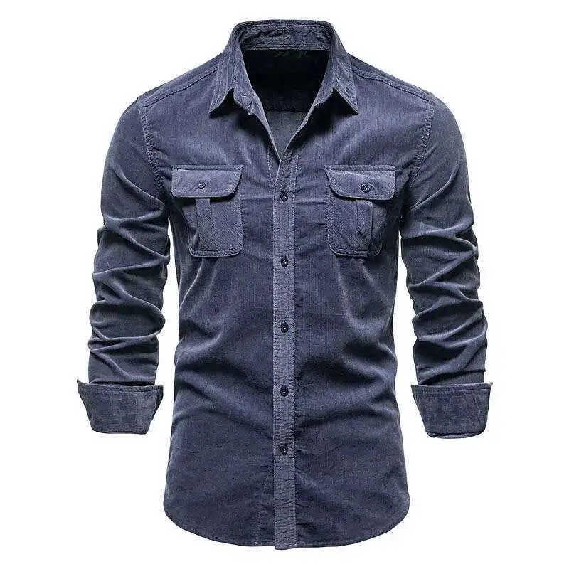 2024 new autumn and winter cotton basic Japanese corduroy men business slim casual shirt men new long-sleeved jacket