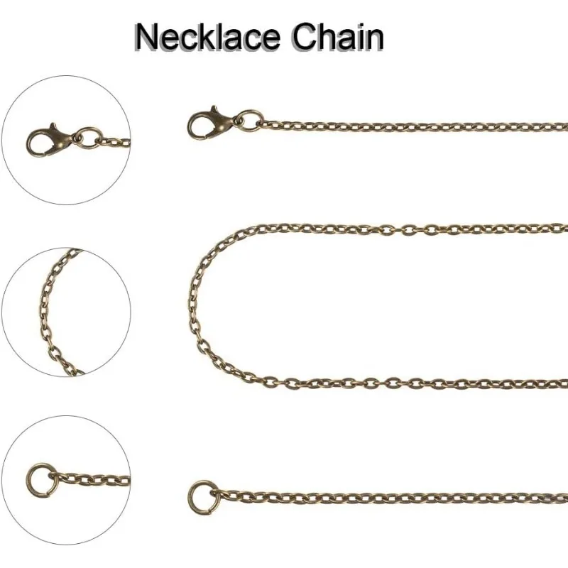 10 Strands Antique Bronze Chain Iron Wire Chain with Lobster Clasp Chain Necklace for Pocket Watches Design Necklace DIY