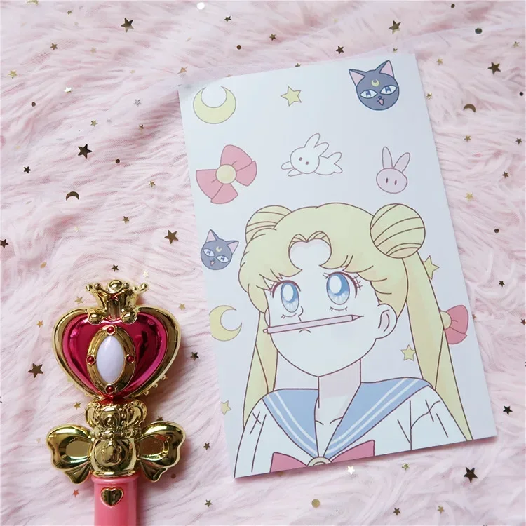 Anime Sailor Moon Tsukino Usagi Transforms into Notebook Anime Girl Figures Notebook Gift Hand Ledger Journal Peripheral Toys