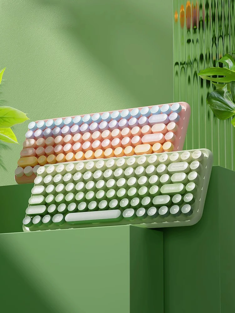 

Bluetooth keyboard 2025 new three-mode keyboard and mouse set retro round key wireless keyboard computer office